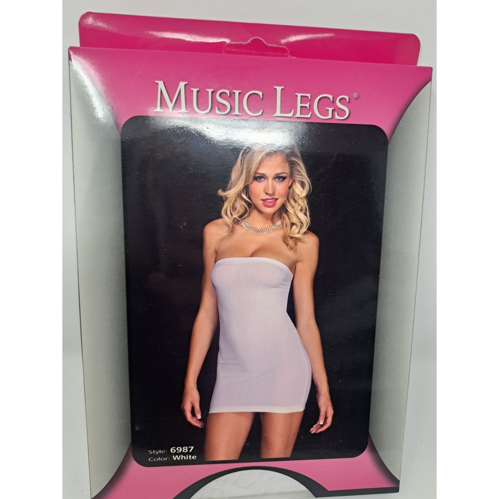 Music Legs White Strapless Sheer Tube Mini Dress Lingerie One Size Fits All NEW